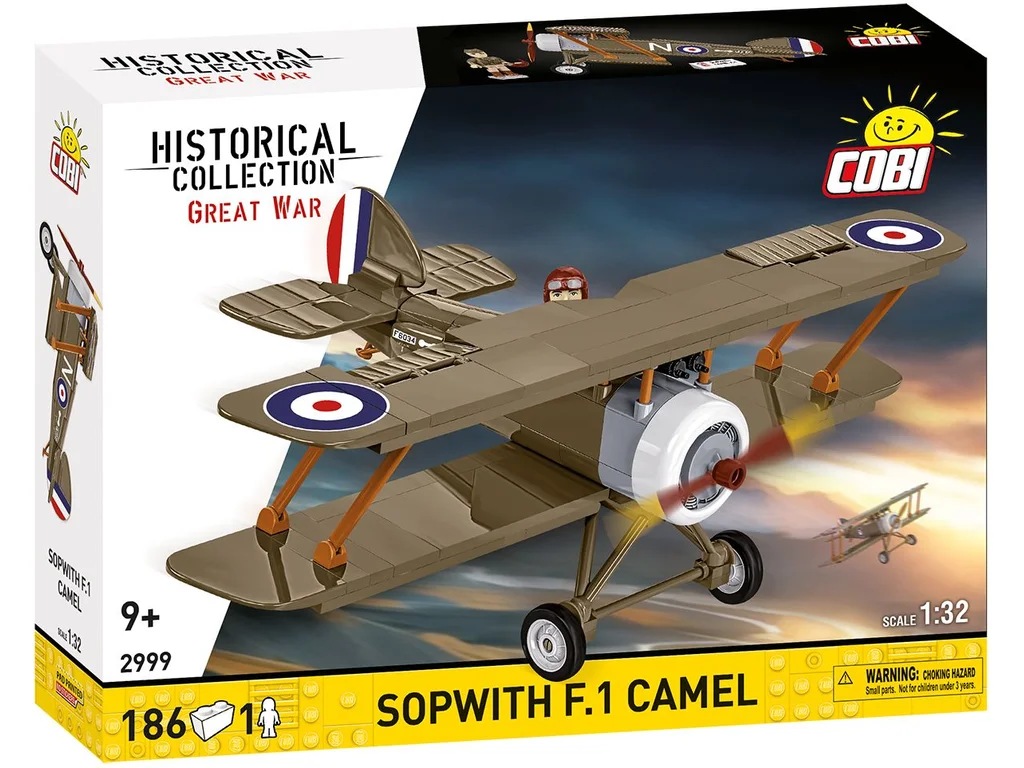 Cobi 2999 Great War SOPWITH F.1 CAMEL, 1:32, 186 kostek, 1 f