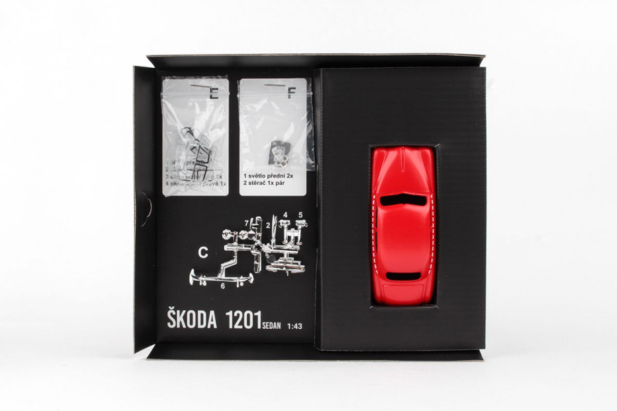 Abrex Stavebnice Škoda 1201 (1956) Taxi, Červená 1:43