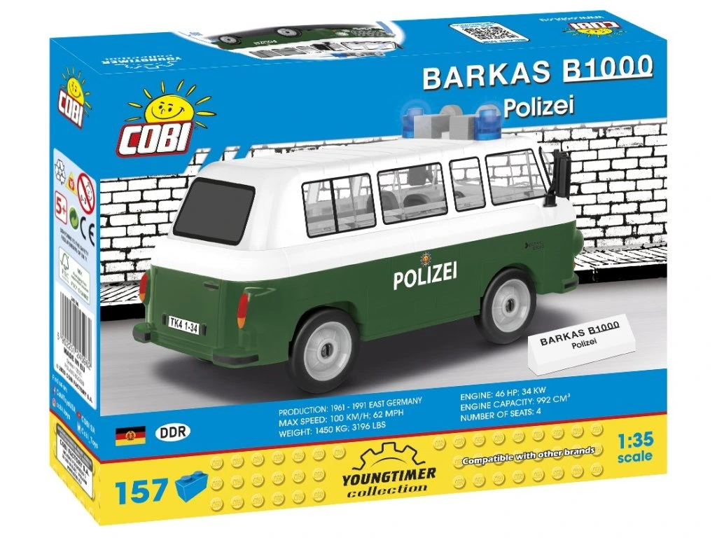 Cobi 24596 Barkas B1000 policie, 1:35, 157 kostek