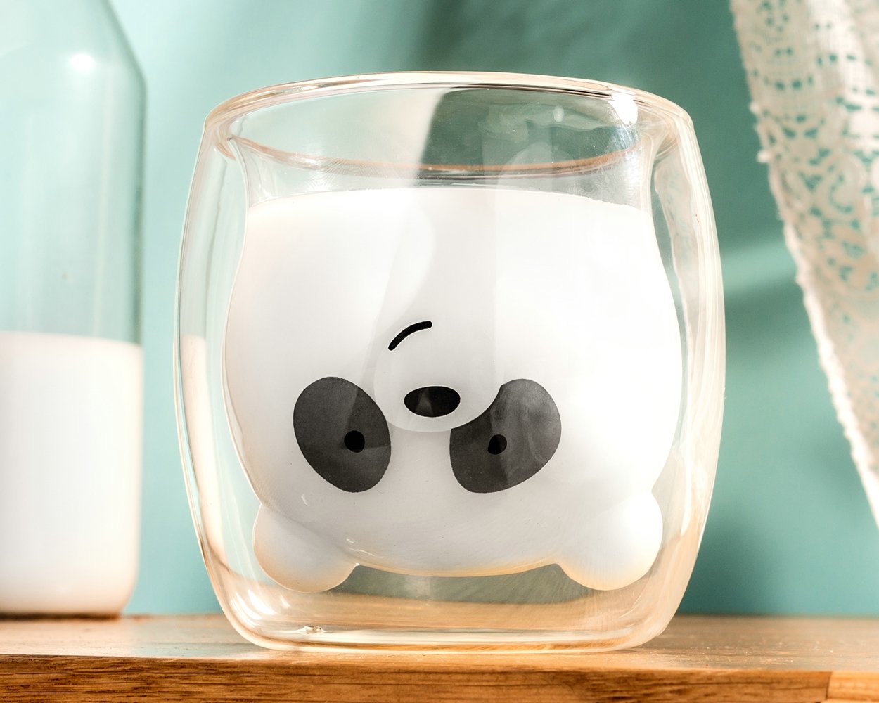 Dvoustěnná skleněná sklenice Panda 260ml.