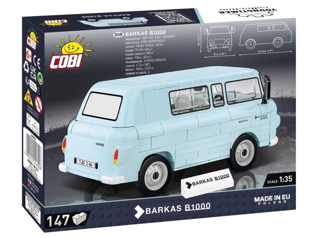 Cobi 24600 Barkas B1000 dodávka, světle modrá 1:35, 147 kostek