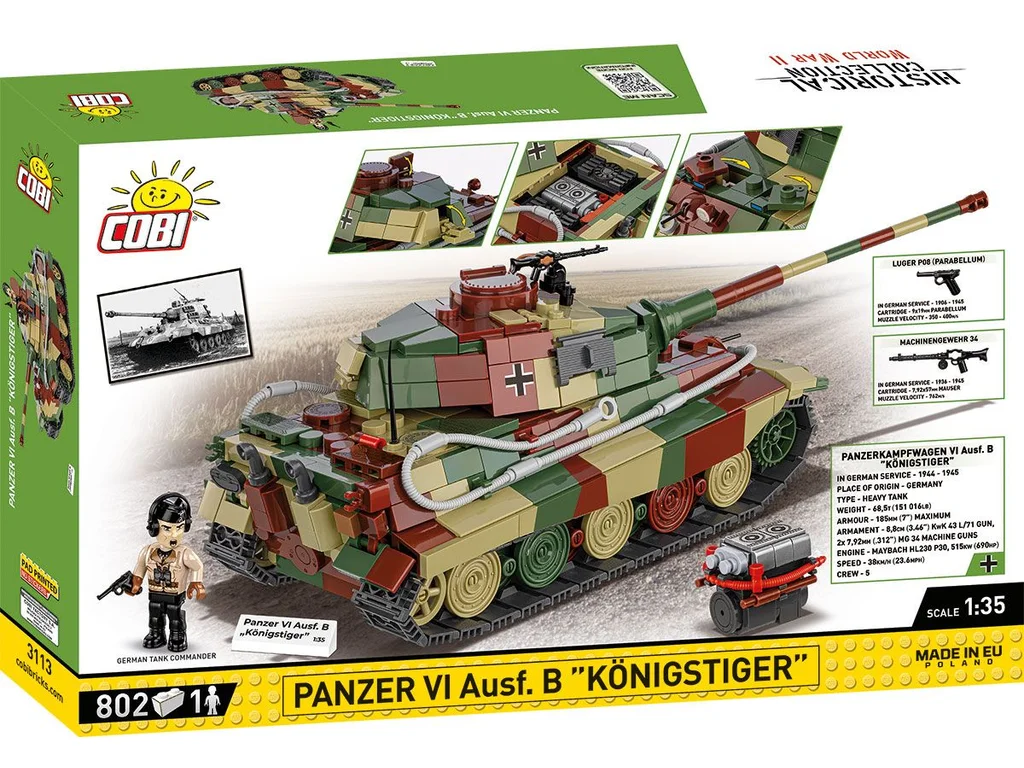 COBI 3113 II WW Panzer VI Ausf. B Königstiger, 1:35, 802 kostek