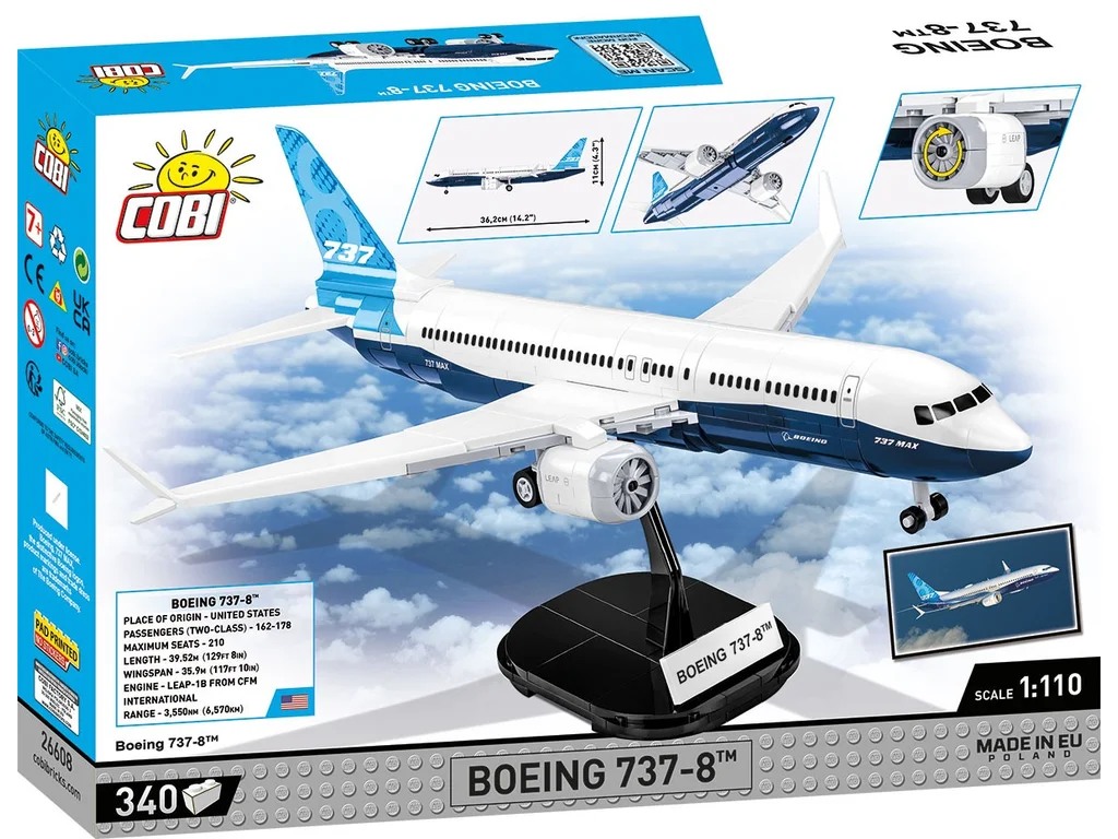 Cobi 26608 Boeing 737 Max 8, 1:110, 340 kostek