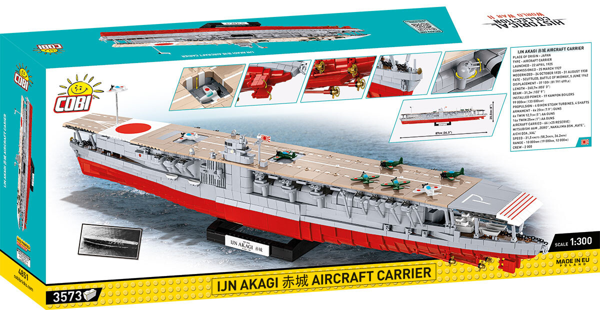 Cobi 4851 II WW AKAGI Japonská letadlová loď, 1:300, 3573 kostek