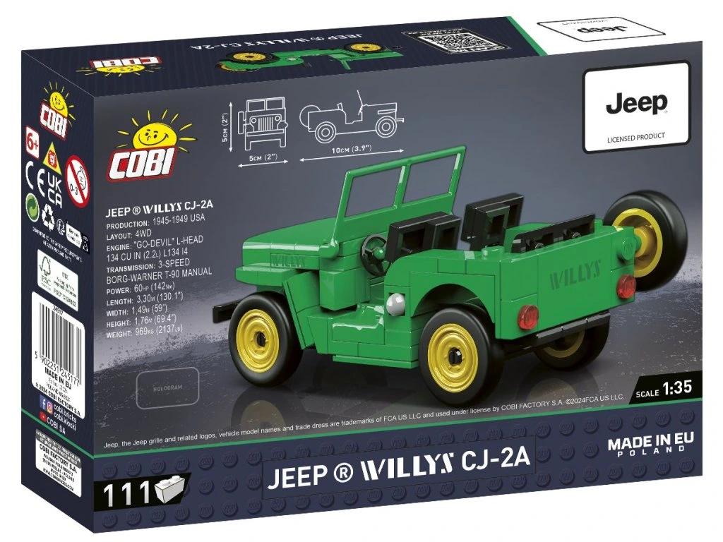 Cobi 24517 Jeep Willys CJ-2A, 1:35, 111 kostek