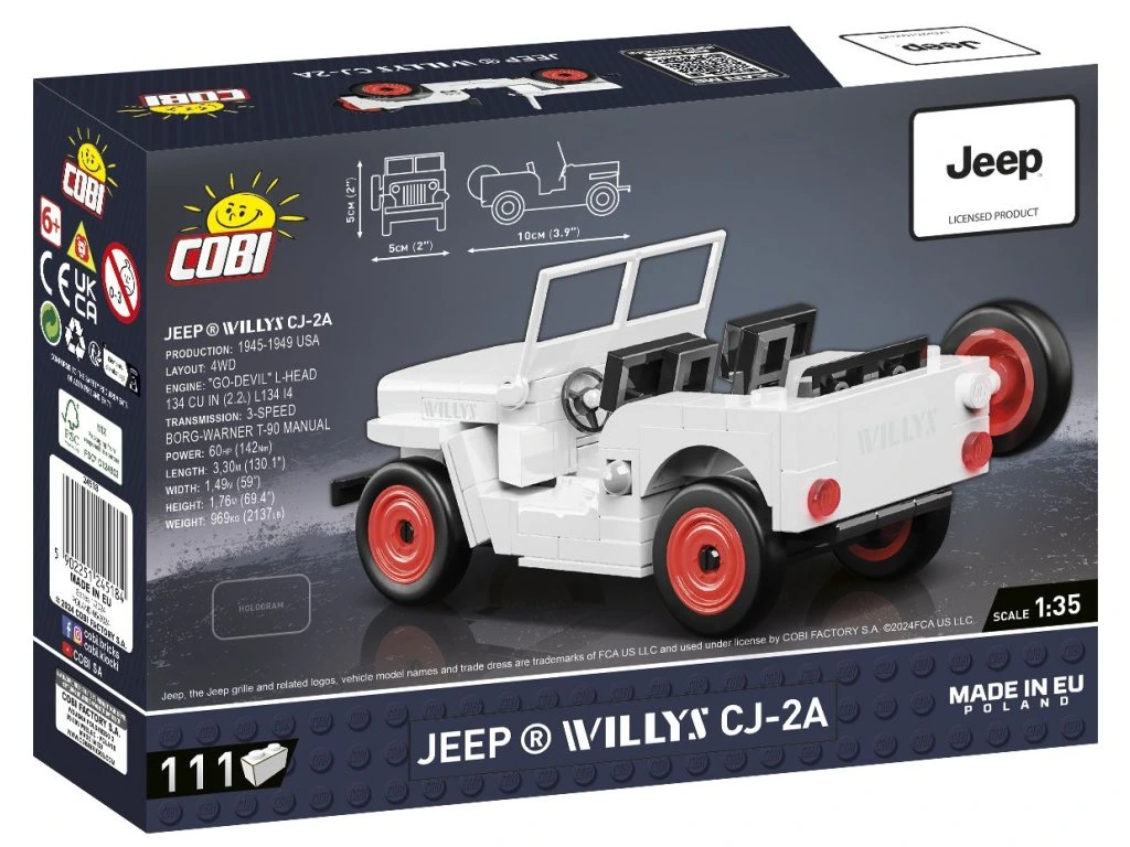 Cobi 24518 Jeep Willys CJ-2A, 1:35, 111 kostek