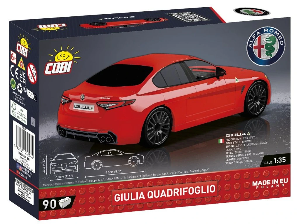 Cobi 24604 Alfa Romeo Giulia Quadrifoglio, 1:35, 90 kostek