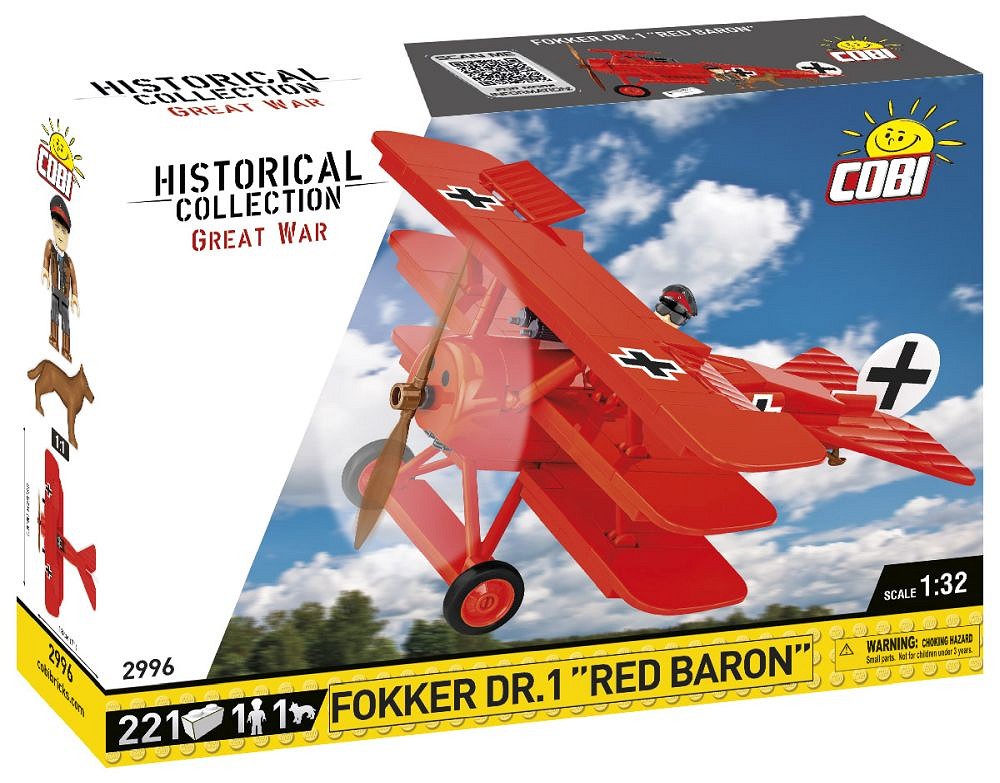 Cobi 2996 Great War Fokker Dr. I Red Baron, 1:32, 221 kostek