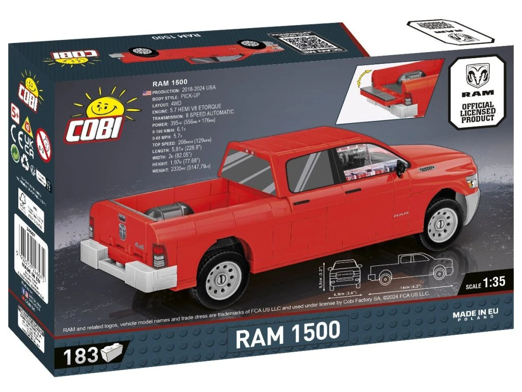 Cobi 24607 RAM 1500 červený, 1:35, 183 kostek