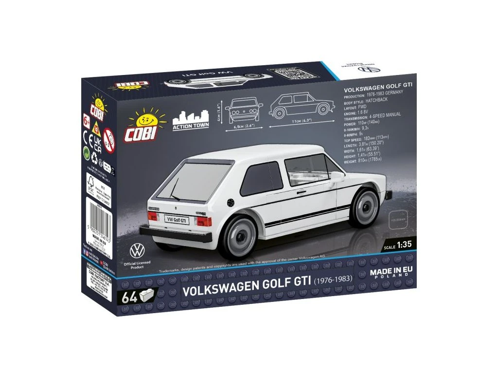 Cobi 24614 Volkswagen Golf GTI 1976, 1:35, 64 kostek