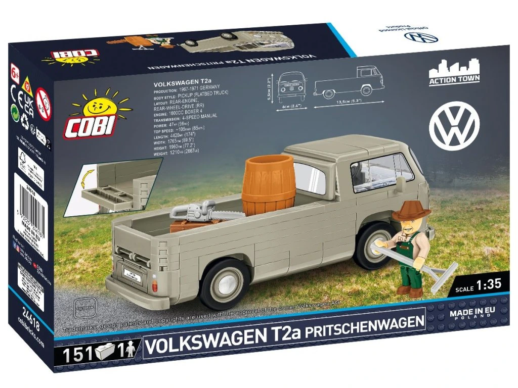 Cobi 24618 Volkswagen T2a Pritschenwagen, 1:35, 151 kostek