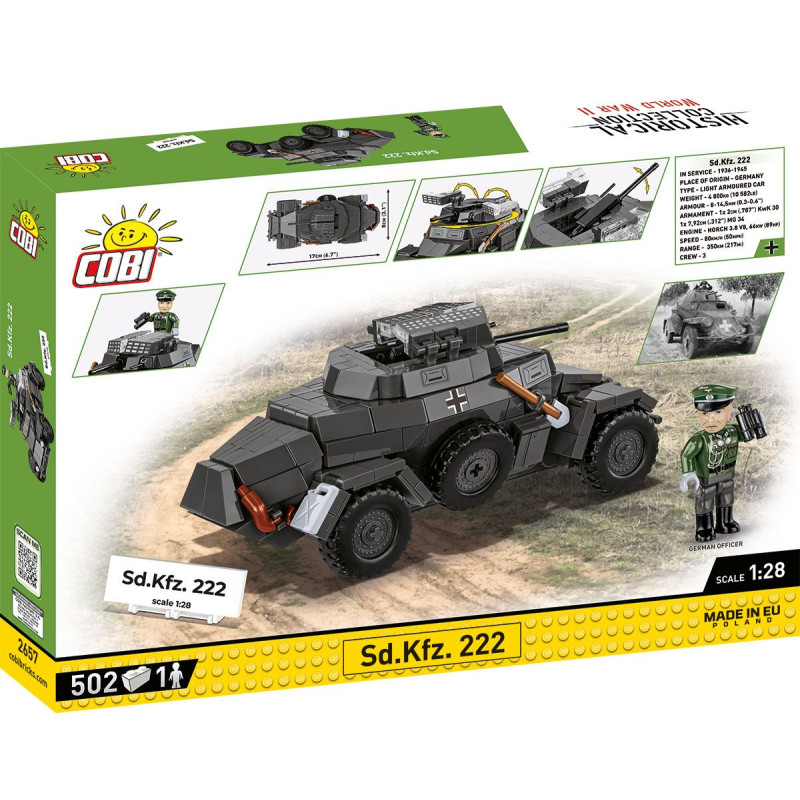 Cobi 2657 II WW Sd.Kfz. 222, 1:28, 502 kostek