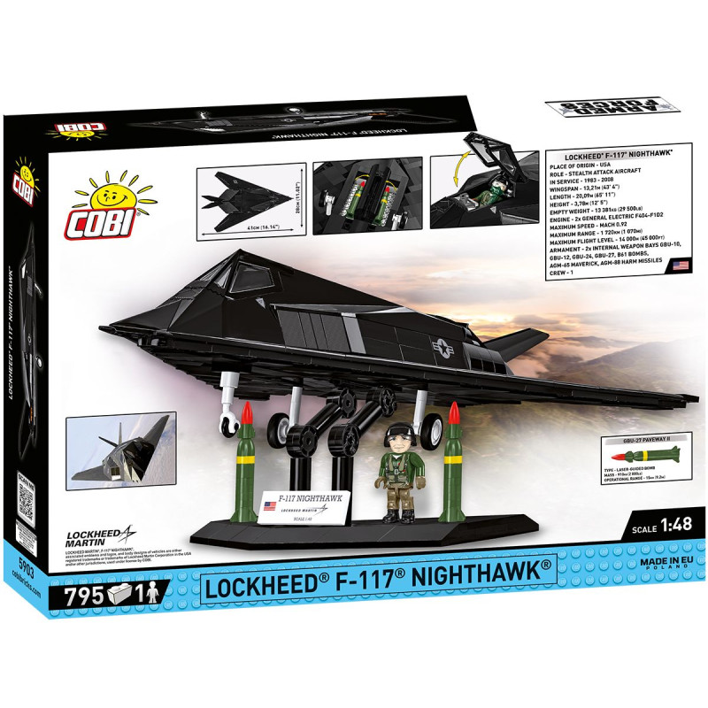 Cobi 5903 Armed Forces Lockheed F-117 Nighthawk, 1:48, 795 kostek, 1 figurka