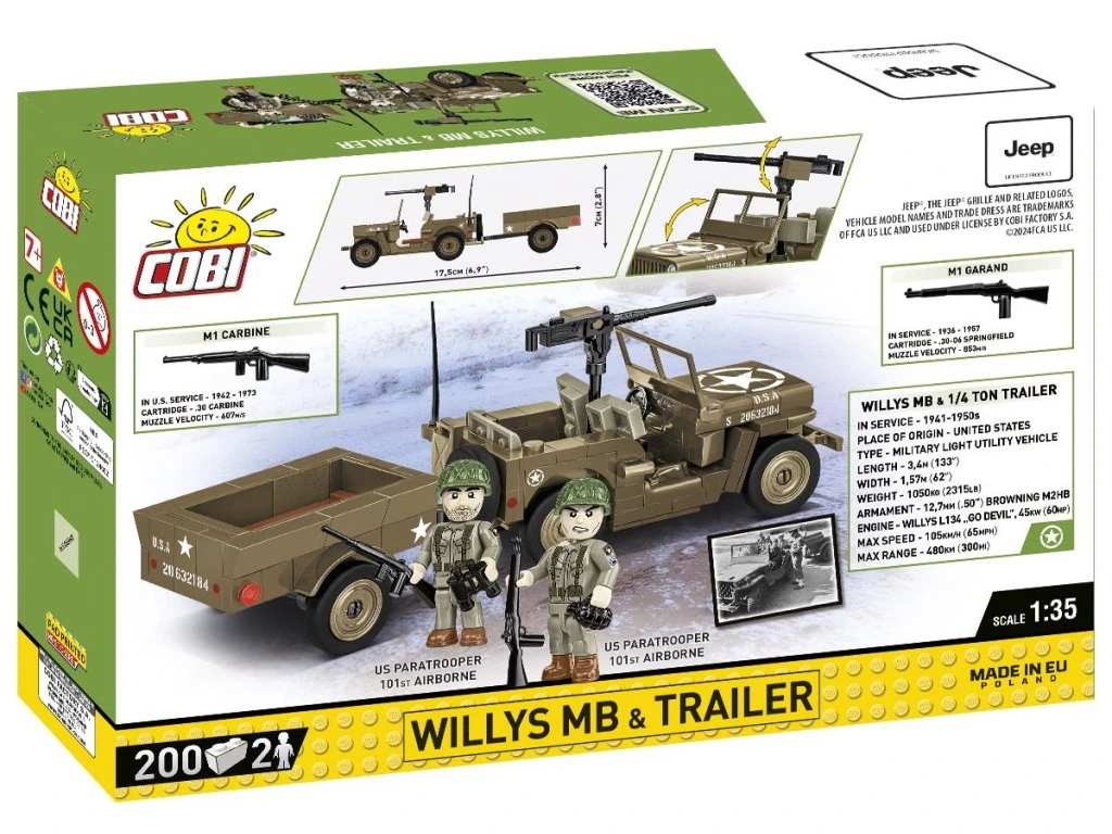 Cobi 3132 II WW Willys MB s přívěsem, 1:35, 200 kostek
