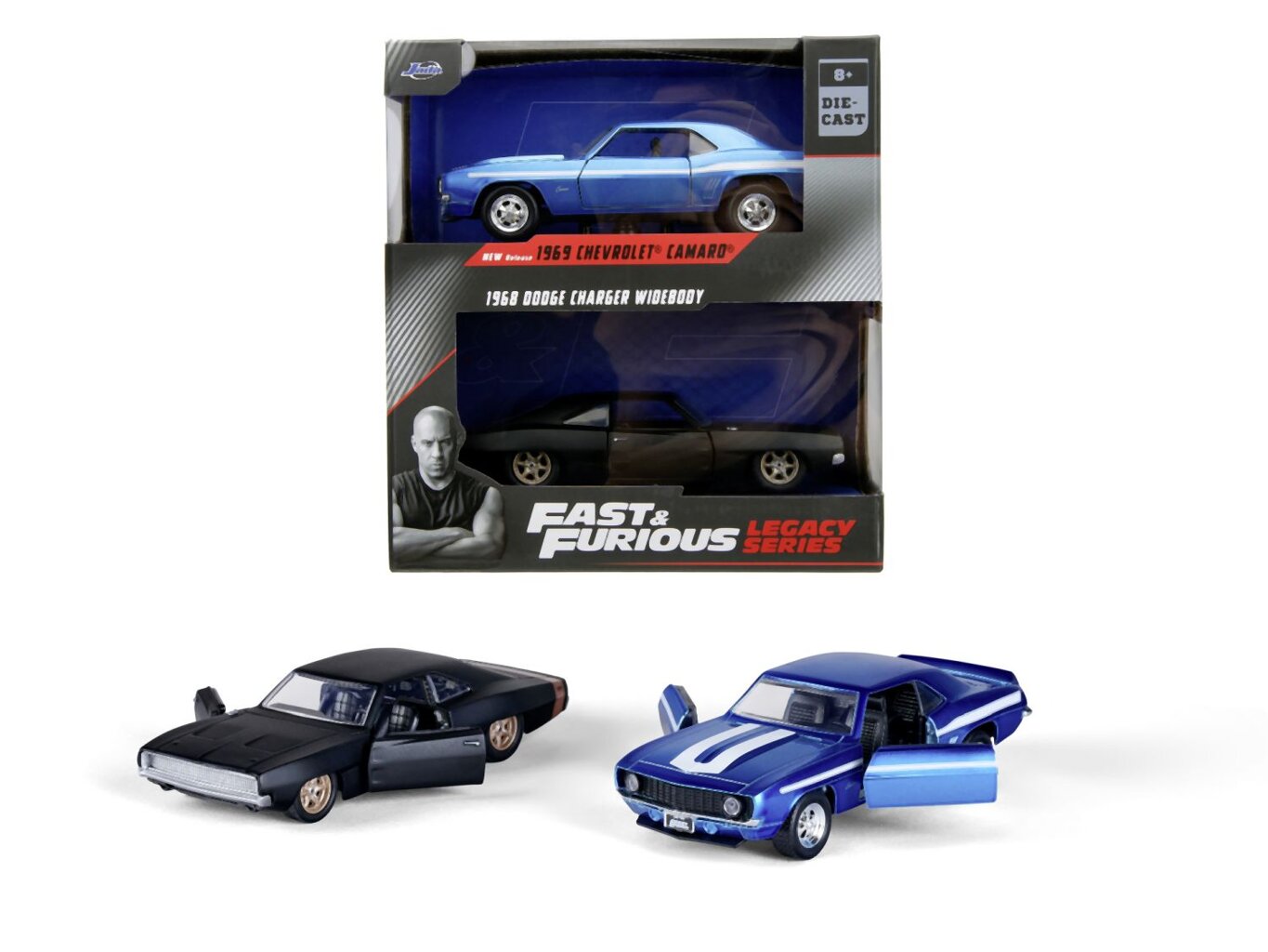 Rychle a zběsile Twin Pack Chevrolet Camaro 1969 a Dodge Charge Wide Body 1968, 1:32