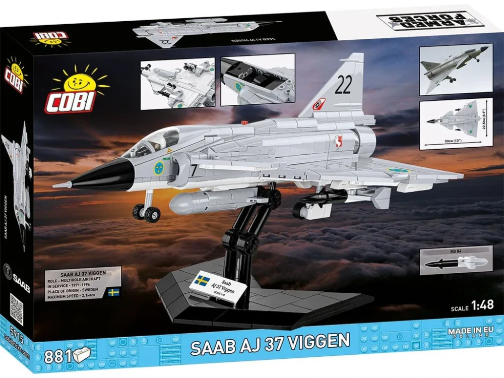 Cobi 5915 Armed Forces SAAB AJ37 VIGGEN, 1:48, 881 kostek