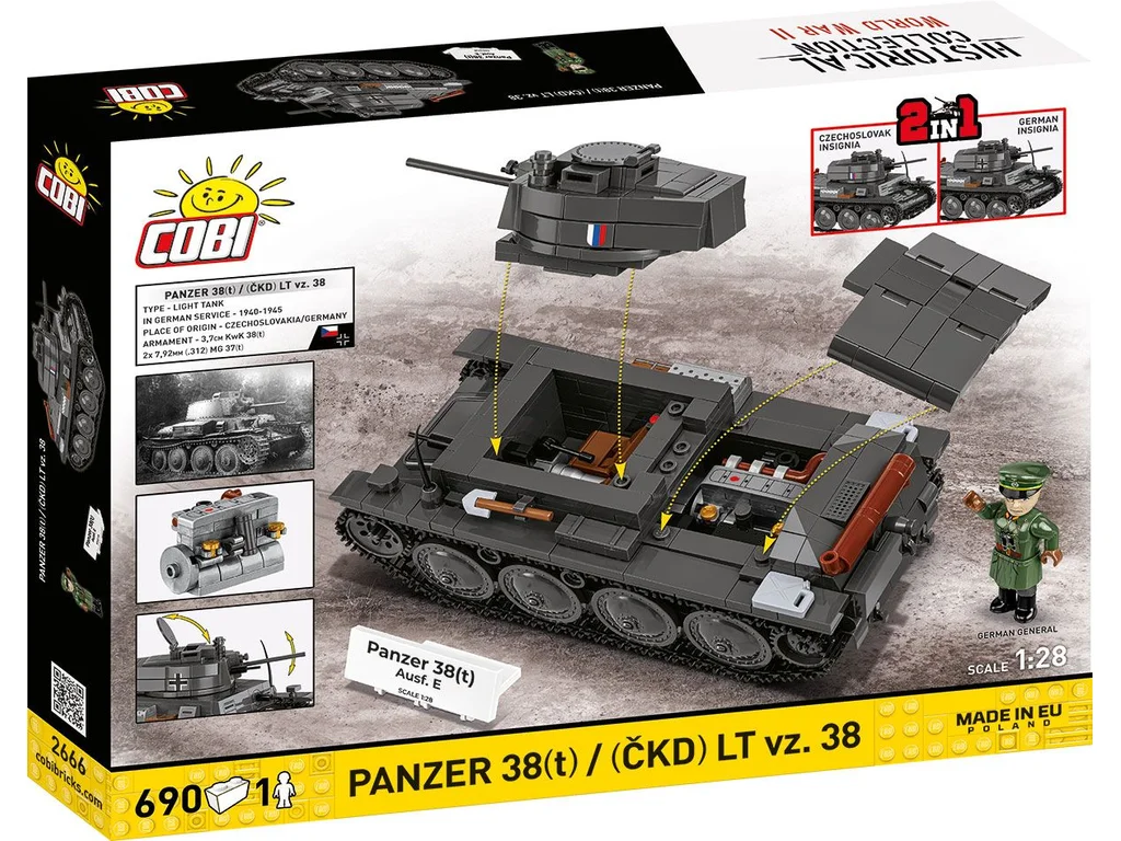 Cobi 2666 II WW Panzer 38(t)/ČKD LT vz. 38, 1:28, 690 kostek