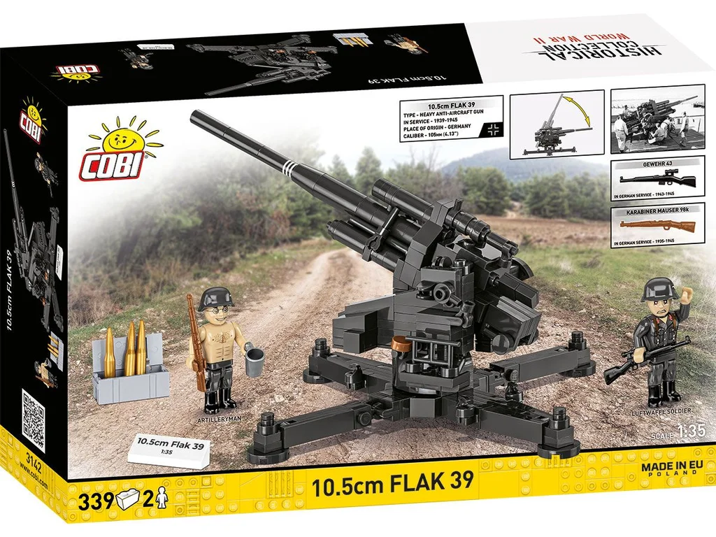 Cobi 3142 II WW 10,5 cm Flak 39, 1:35, 339 k, 2 f