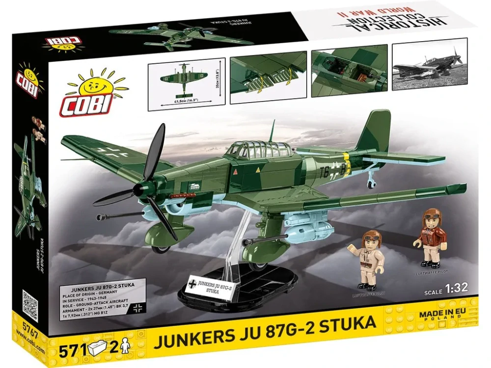 Cobi 5767 II WW Junkers JU 87G-2 STUKA, 1:32, 571 kostek, 2 figurky