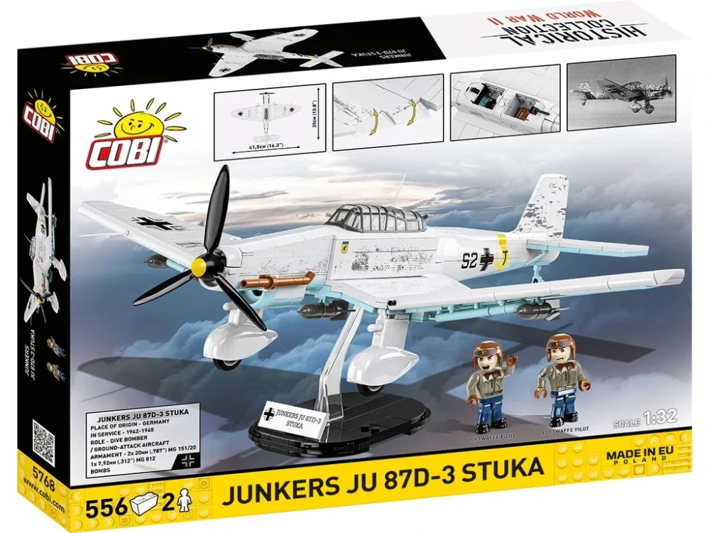 Cobi 5768 II WW Junkers JU 87D-3 STUKA, 1:32, 556 kostek a 2 figurky