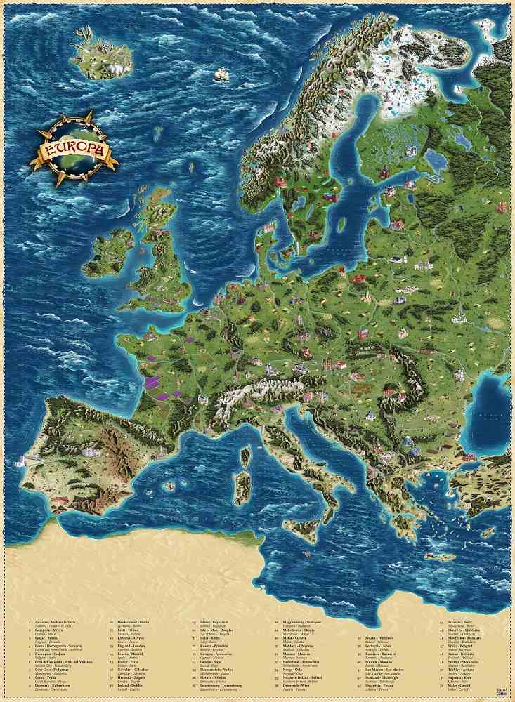Stírací mapa Evropy XL, Zlatá