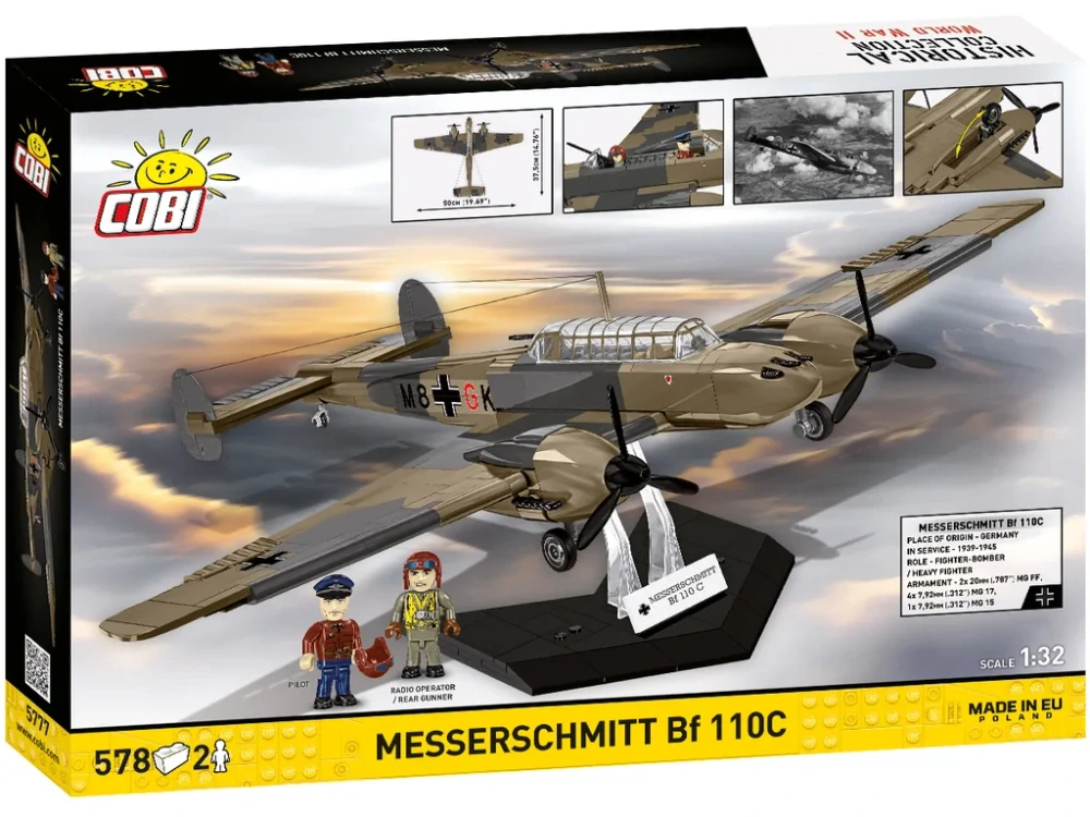 Cobi 5777 II WW Messerschmitt Bf 110C, 1:32, 578 k, 2 figurky