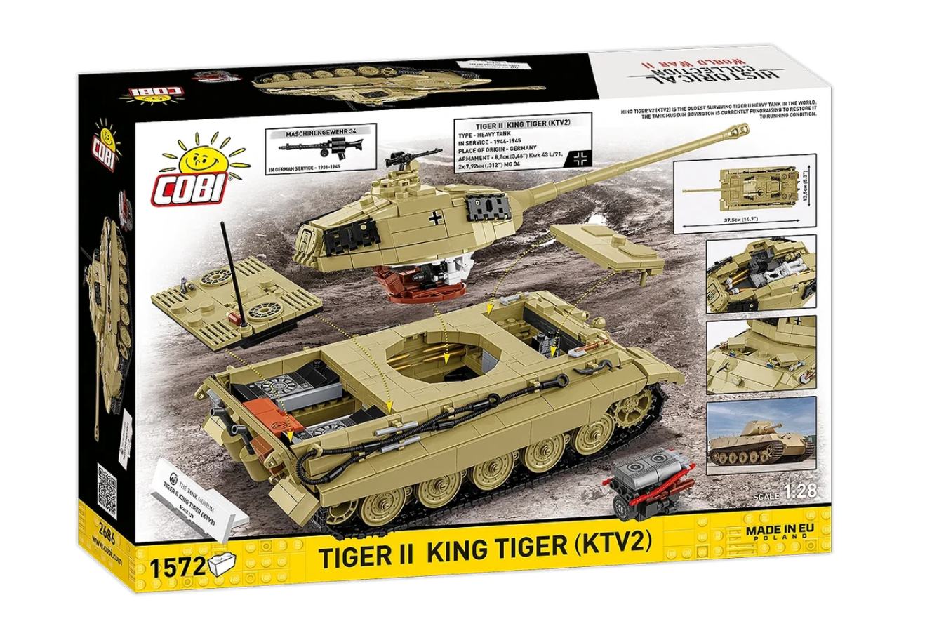 Cobi 2686 II WW Tiger II King Tiger (KTV2), 1:28, 1572 kostek