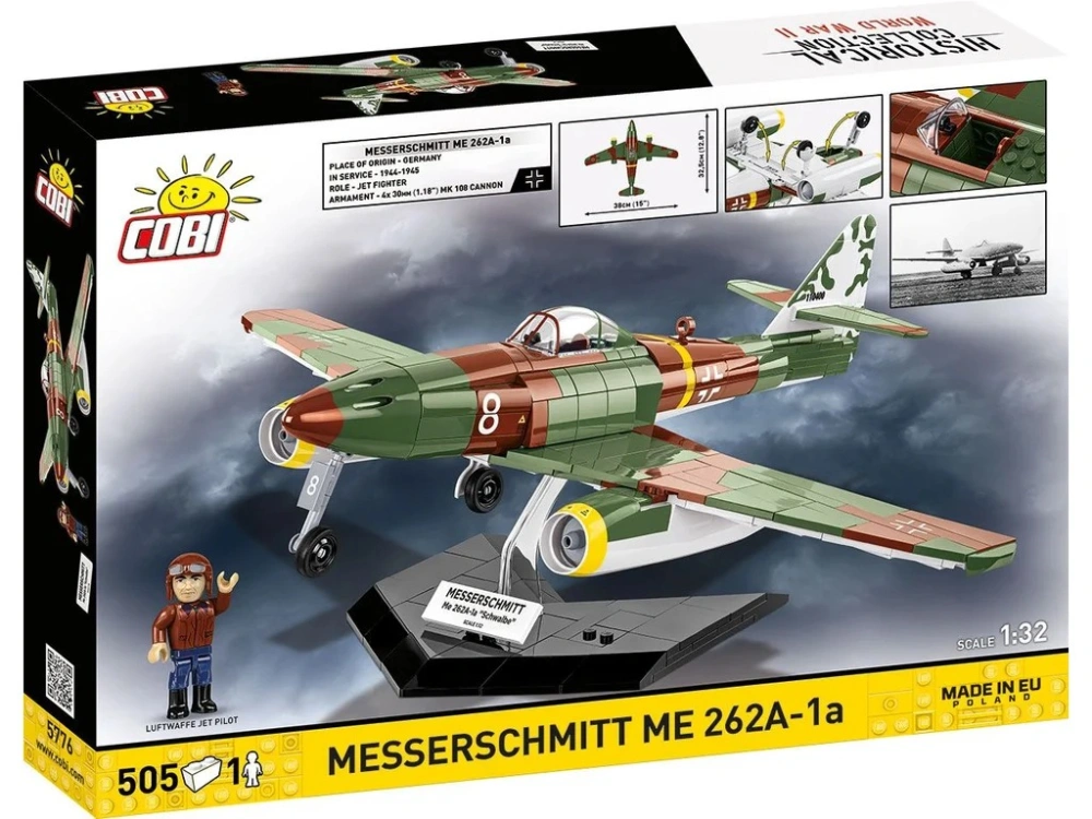 Cobi 5776 II WW Messerschmitt Me 262A-1a "Schwalbe", 1:32, 505 kostek