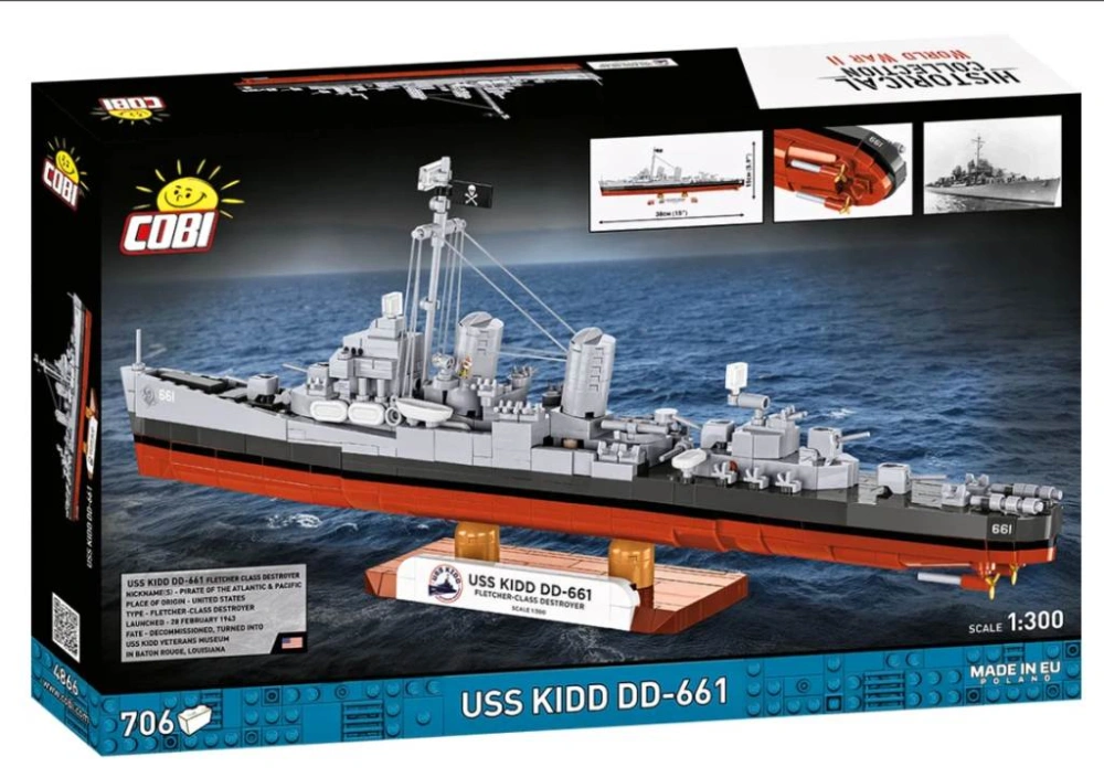 Cobi 4866 USS KIDD DD-661, 1:300, 706 kostek