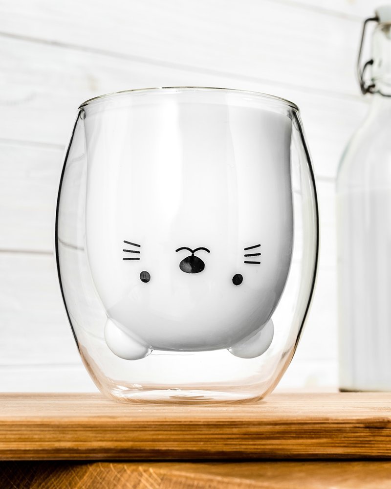Dvoustěnná skleněná sklenice Kočka 260ml.