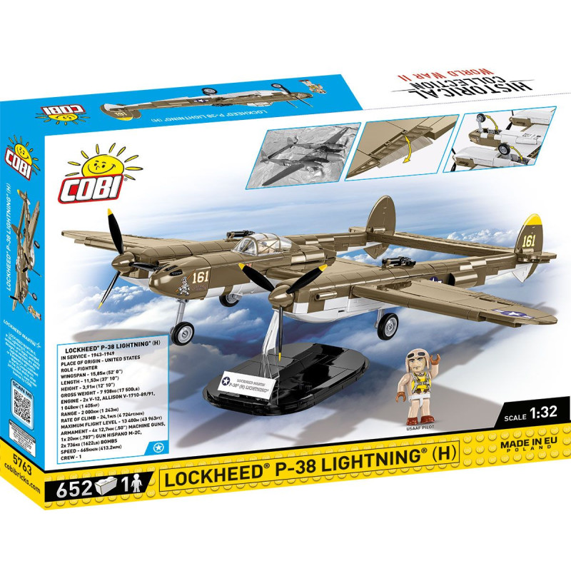 Cobi 5763 Bombardér Lockheed P-38 Lightning (H), 1:32, 652 kostek