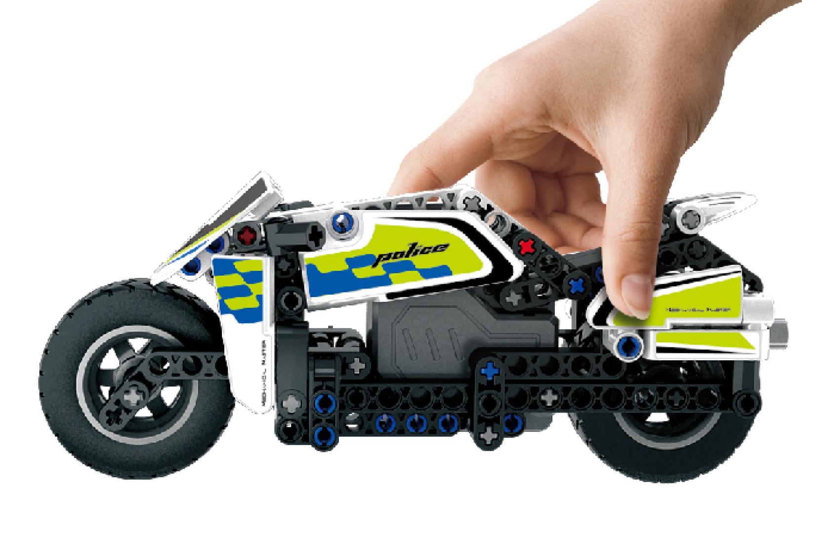 Stavebnice iM.MASTER policejní motorka na zpětné natažení, 193 dílků