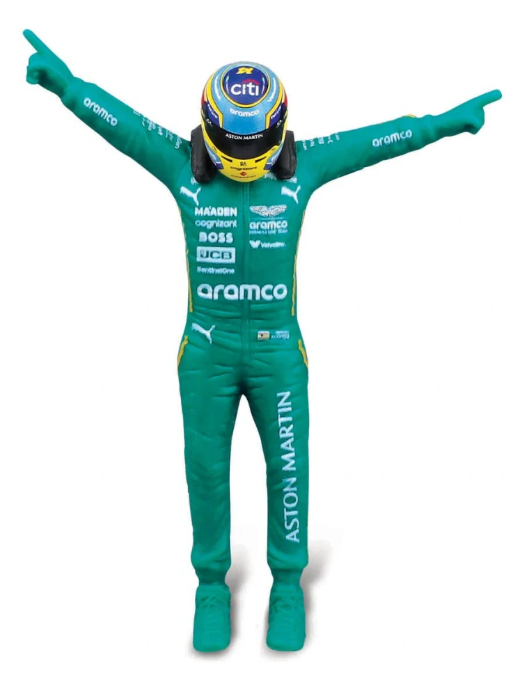 Bburago - RACE Formula F1 s figurkou jezdce, Aston Martin AMR25 (2025) #14 Fernando Alonso,1:24