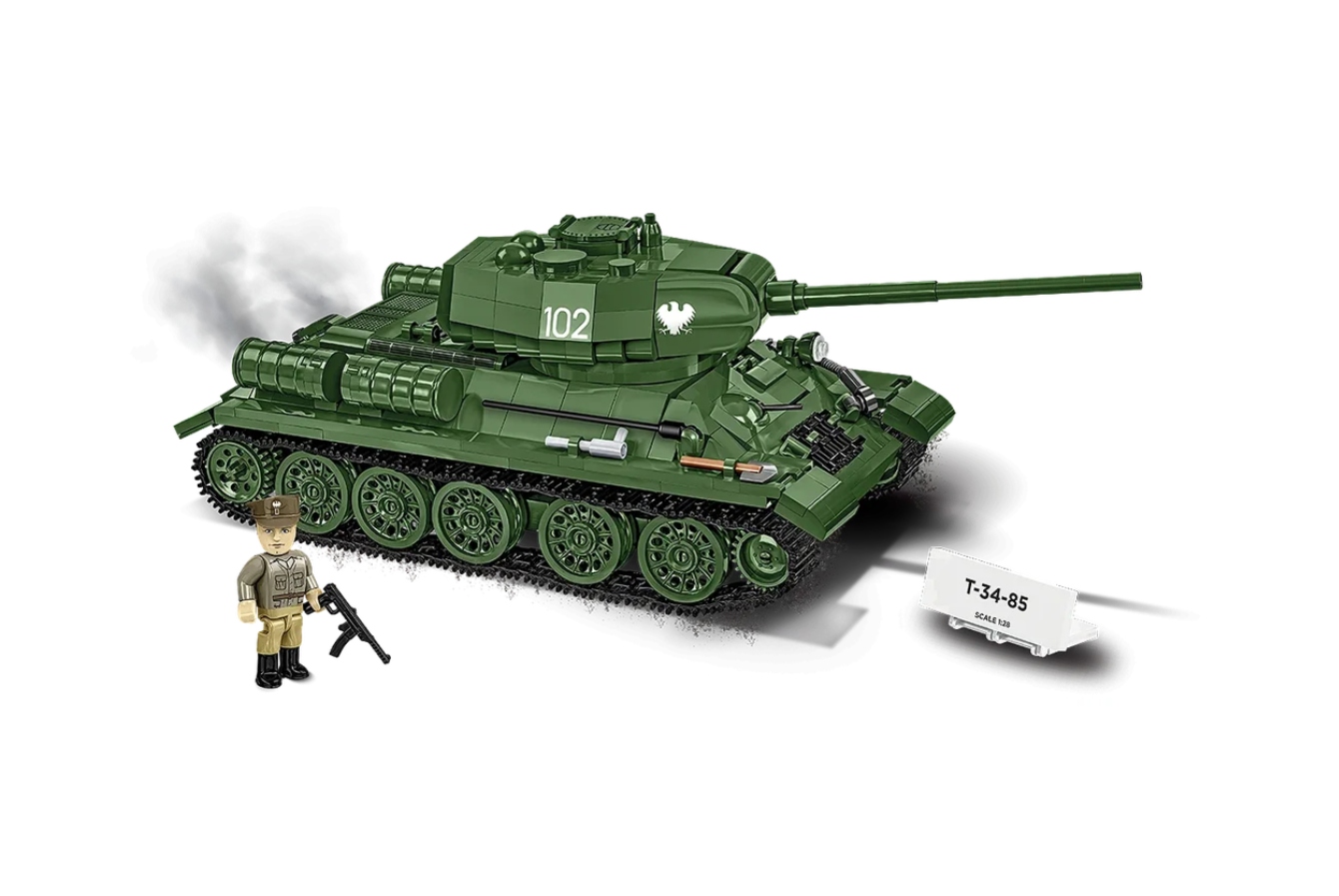 Cobi 2683 II WW Tank T-34-85, 1:28, 1046 kostek, 1 figurka