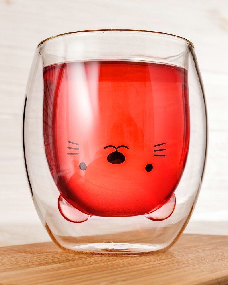 Dvoustěnná skleněná sklenice Kočka 260ml.