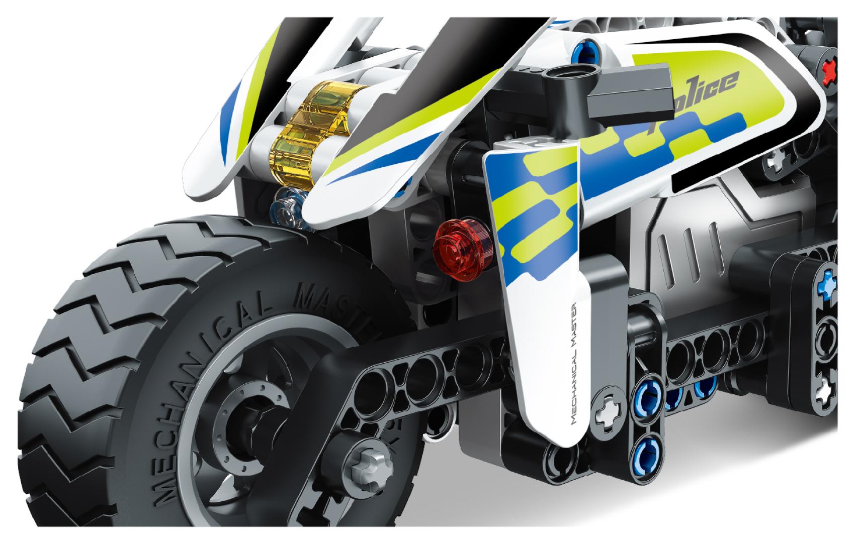 Stavebnice iM.MASTER policejní motorka na zpětné natažení, 193 dílků