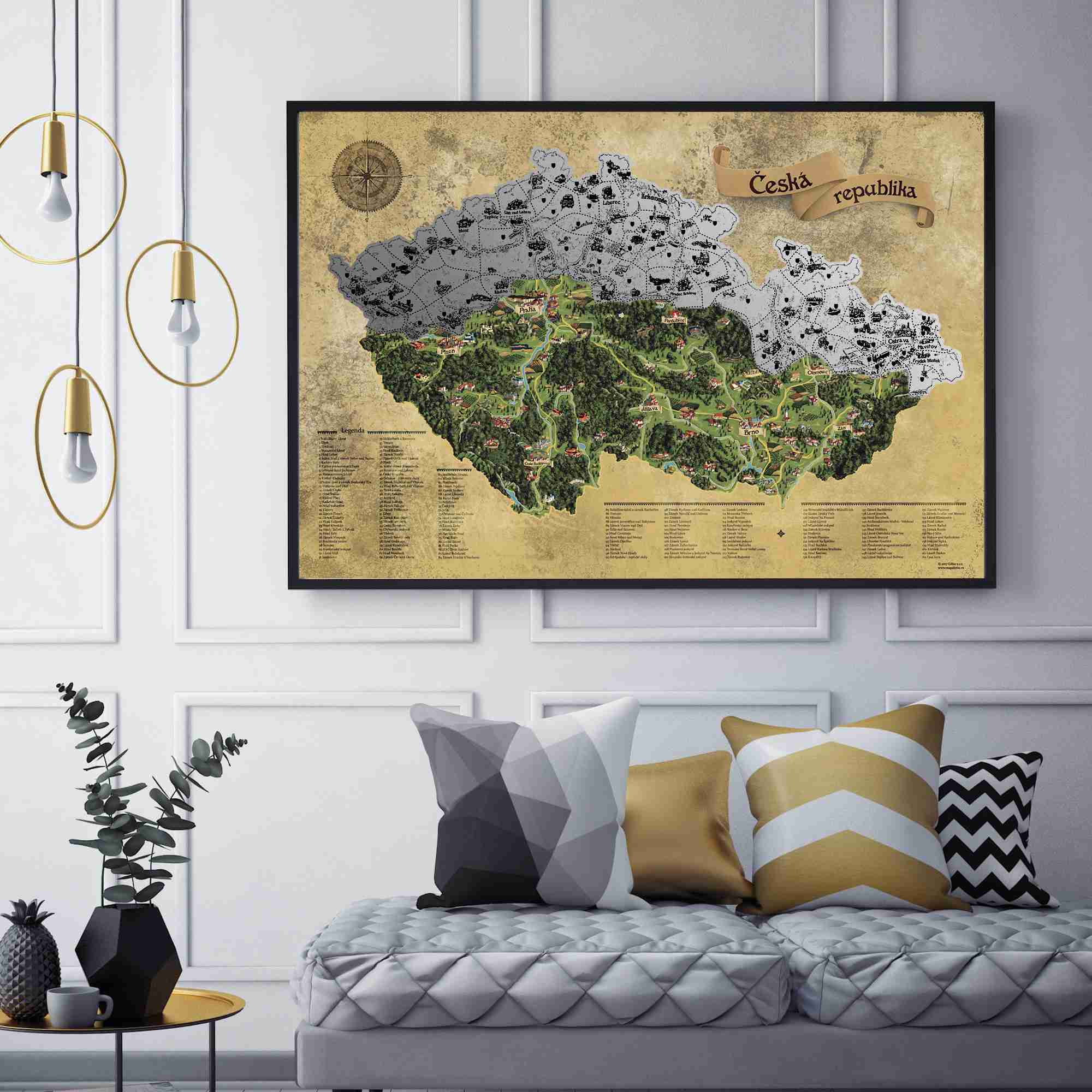 Giftio Stírací mapa Česká republika Deluxe XL, Stříbrná
