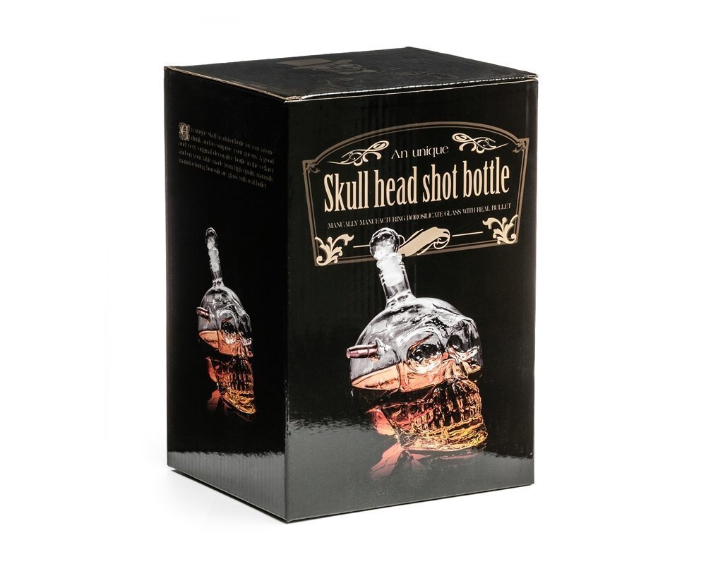 Skleněná karafa lebka s kulkou 700 ml