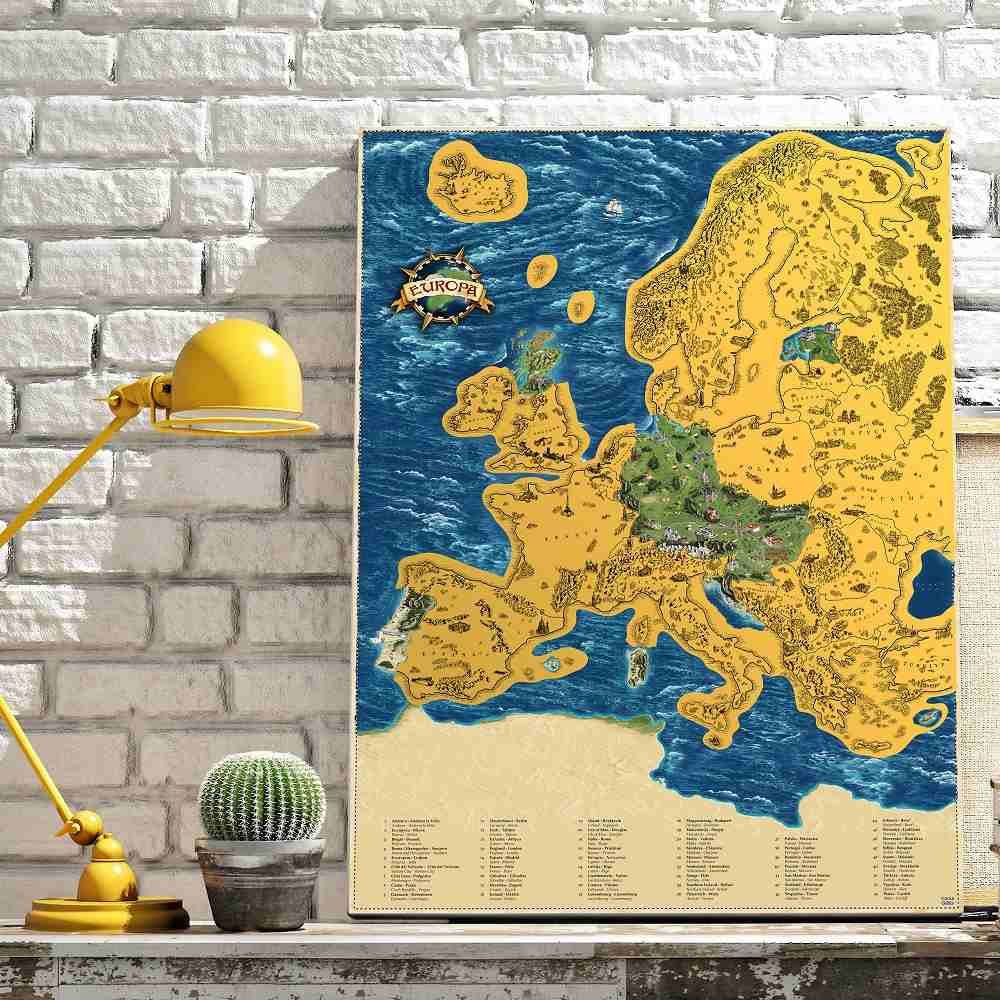 Stírací mapa Evropy XL, Zlatá