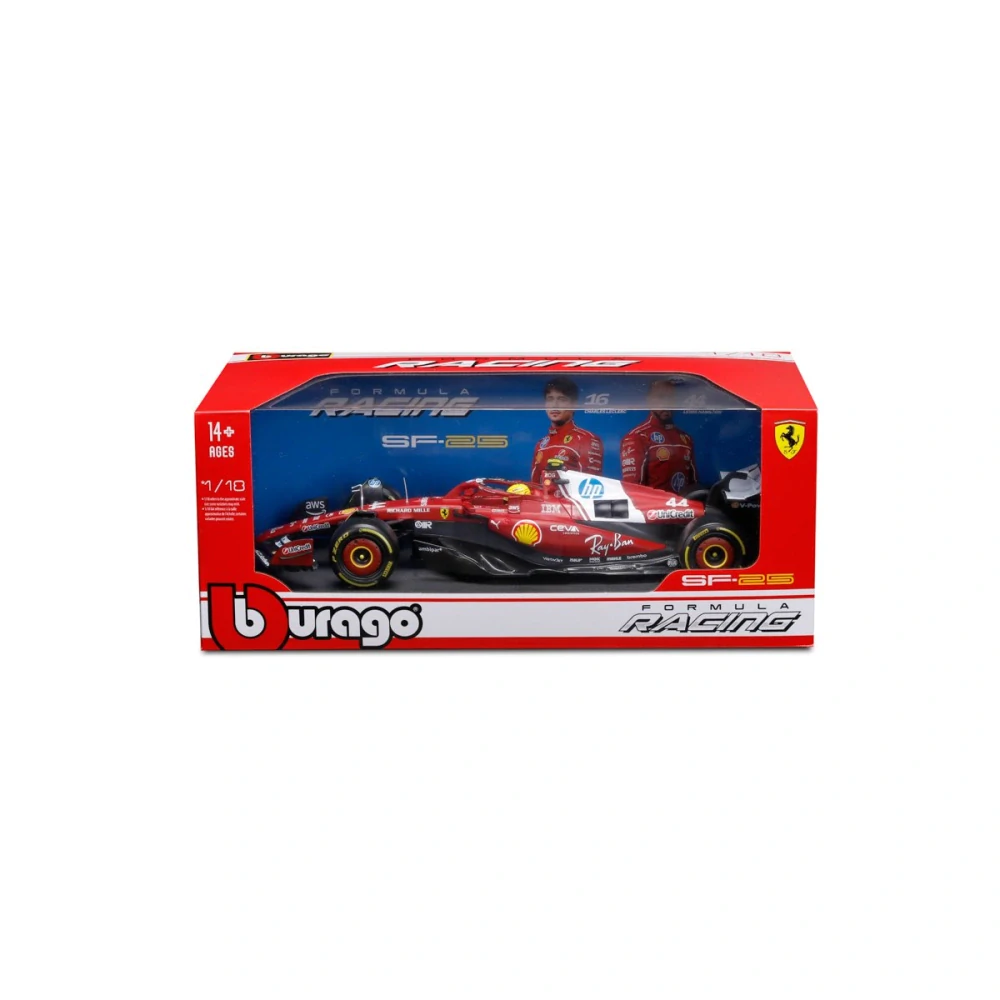 Bburago – RACE Formule F1 Ferrari SF-25 (2025) s helmou, #44 Lewis Hamilton, 1:18