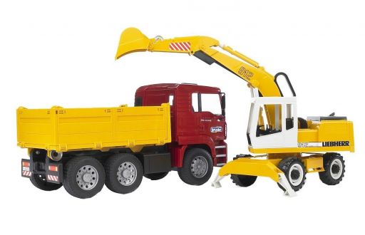Bruder 2751 MAN TGA nákladní auto s bagrem Liebherr