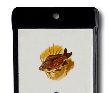 Venkovní smaltovaný teploměr, Černobílý, Motiv Kapr, 500x95mm
