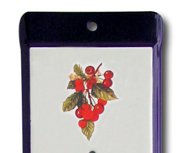 Venkovní smaltovaný teploměr, Černobílý, Motiv Třešně, 500x95mm