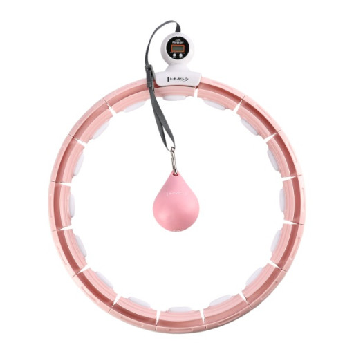 Masážní hula hoop HMS HHM15 se závažím, magnety a počítadlem, růžová