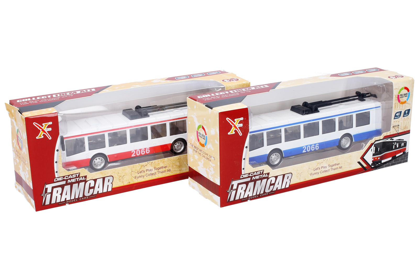 Trolejbus kovový s efekty 16 cm, assort