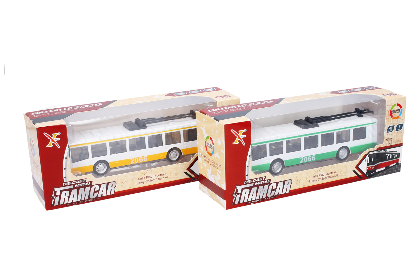 Trolejbus kovový s efekty 16 cm, assort