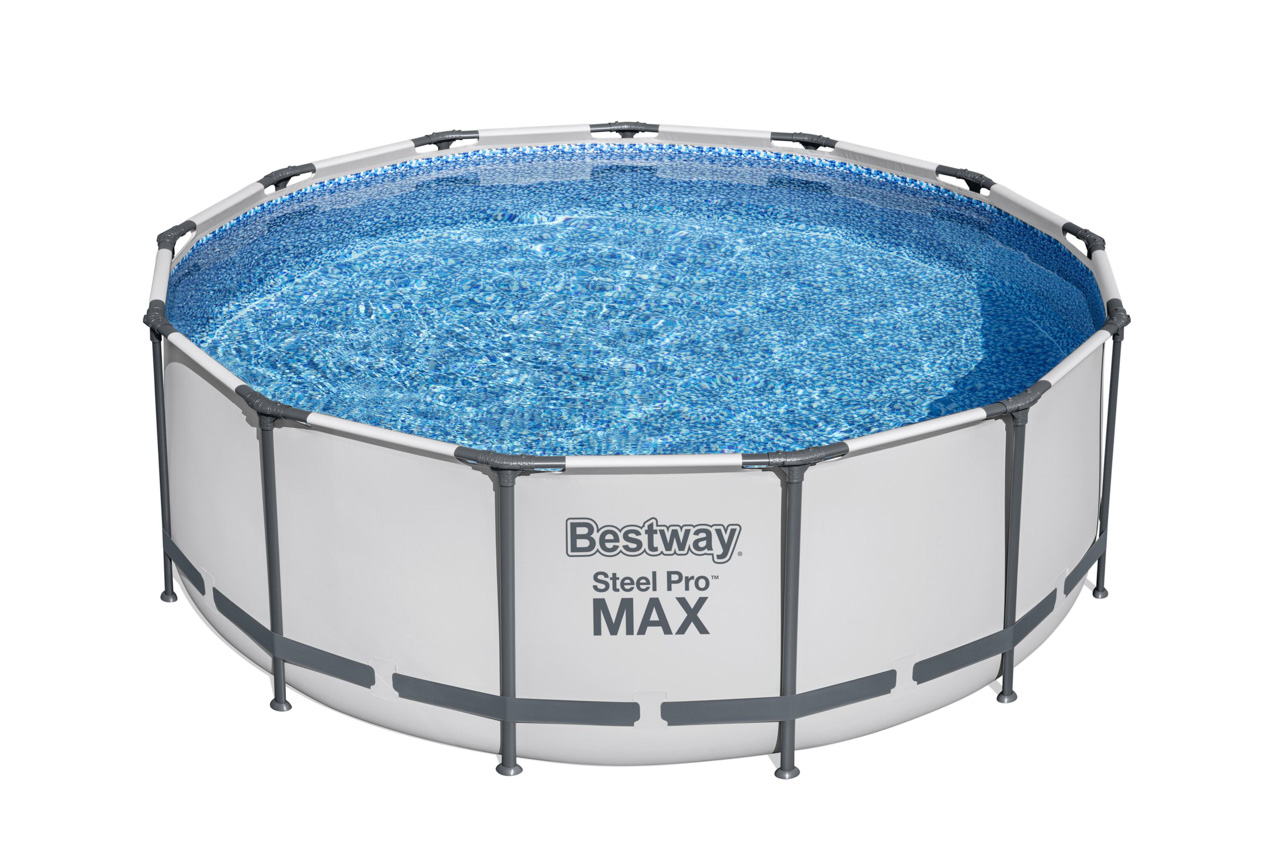 Nadzemní bazén Steel Pro MAX šedý, kartušová filtrace, schůdky, plachta, 3,96m x 1,22m