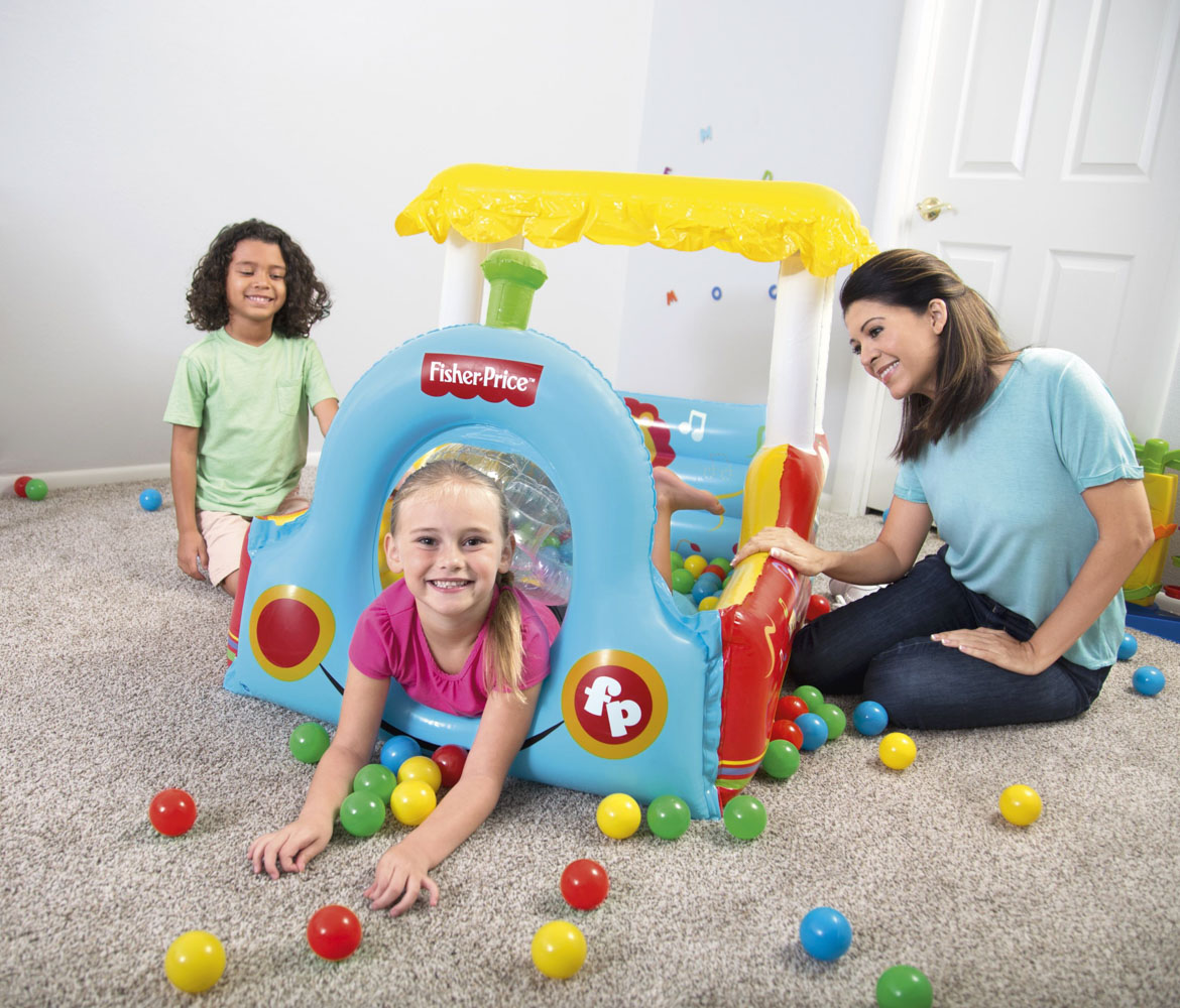 Nafukovací hrací centrum Fisher Price - Vlak s míčky (25ks), 1,32m x 94cm x 89cm