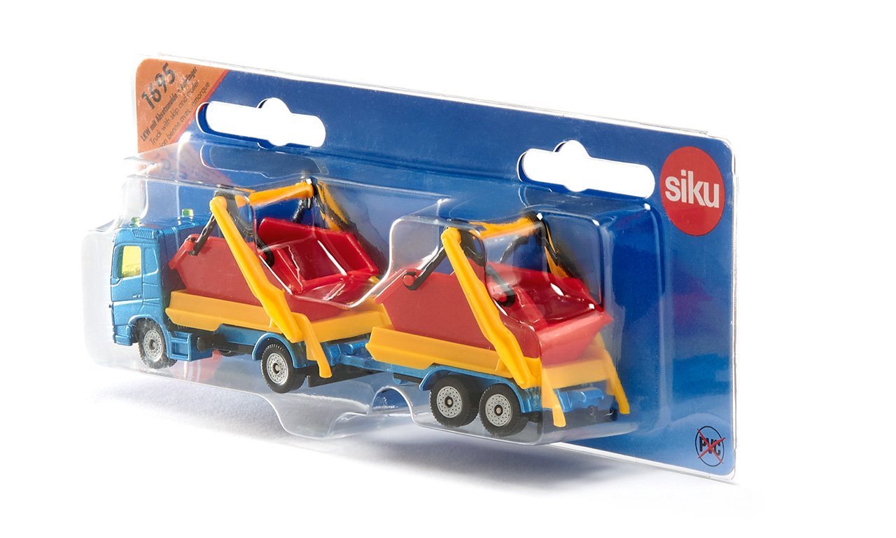 SIKU Blister - nákladní auto s korbou a vlekem
