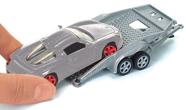 SIKU Super - Osobní automobil s přepravním přívěsem, 1:55